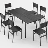Asofer 63” Dining Table Set with PU chairs for Breakfast Nook, Dinner Table 6 for Small Space Comfortably Square, Black