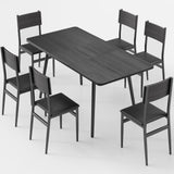 Asofer Dining Table Set for 6, Small Kitchen Table Chairs Set of 6, Space Saving, Black