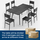 Asofer 63” Dining Table Set with PU chairs for Breakfast Nook, Dinner Table 6 for Small Space Comfortably Square, Black