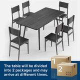 Asofer Dining Table Set for 6, Small Kitchen Table Chairs Set of 6, Space Saving, Black