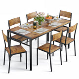 Asofer Dinning Table Set for 6, Morden Comedor De 6 Sillas y Mesa with Wood High Back Seating Chairs