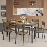 Kitchen Table Set for 6 People, Dining Table Set for 6, Mid-Century Modern Dining Room Table, Gray