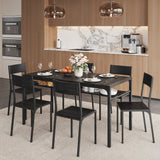 Asofer Dinning Table Set for 6, Morden Comedor De 6 Sillas y Mesa with Wood High Back Seating Chairs