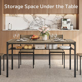Kitchen Table Set for 6 People, Dining Table Set for 6, Mid-Century Modern Dining Room Table, Gray