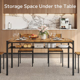 Dining Table Set for 6 with Chairs, Asofer 7 Piece Large Kitchen Table Set for Apartment, Dining Room, Retro