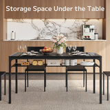 Asofer Dining Table Set for 6 with Chairs, 7-Piece Kitchen Table Set for Apartment, Dining Room, Black