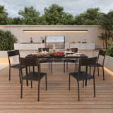 Asofer Dining Table Set for 6 with Chairs, 7-Piece Kitchen Table Set for Apartment, Dining Room, Black