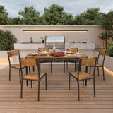 Dining Table Set for 6 with Chairs, Asofer 7 Piece Large Kitchen Table Set for Apartment, Dining Room, Retro