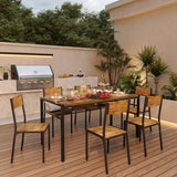 Dining Table Set for 6 with Chairs, Asofer 7 Piece Large Kitchen Table Set for Apartment, Dining Room, Retro