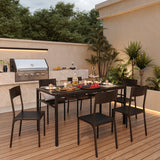 Asofer Dining Table Set for 6 with Chairs, 7-Piece Kitchen Table Set for Apartment, Dining Room, Black