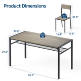 Kitchen Table Set for 6 People, Dining Table Set for 6, Mid-Century Modern Dining Room Table, Gray