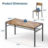 Dining Table Set for 6 with Chairs, Asofer 7 Piece Large Kitchen Table Set for Apartment, Dining Room, Retro