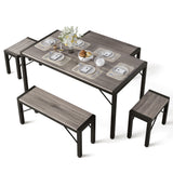 Asofer Dining Table Set for 6, Kitchen Room Table Set, 6-Piece Dining Chairs Set for Breakfast Nook, Grey