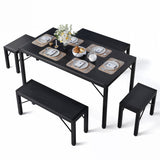 Asofer Dining Table Set for 6, Space-Saving Kitchen Table Set for Apartment, Black