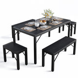 Asofer 6-Piece Dining Set, Compact Kitchen Table & Chairs for Small Spaces, Black