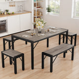 Asofer Dining Table Set for 6, Kitchen Room Table Set, 6-Piece Dining Chairs Set for Breakfast Nook, Grey
