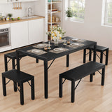 Asofer 6-Piece Dining Set, Compact Kitchen Table & Chairs for Small Spaces, Black
