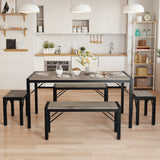 Asofer Dining Table Set for 6, Kitchen Room Table Set, 6-Piece Dining Chairs Set for Breakfast Nook, Grey