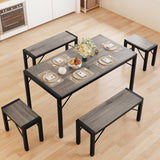 Asofer Dining Table Set for 6, Kitchen Room Table Set, 6-Piece Dining Chairs Set for Breakfast Nook, Grey