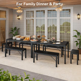 Asofer Dining Table Set for 6, Space-Saving Kitchen Table Set for Apartment, Black