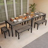 Asofer Dining Table Set for 6, Kitchen Room Table Set, 6-Piece Dining Chairs Set for Breakfast Nook, Grey