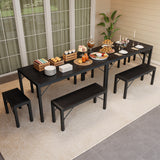 Asofer 6-Piece Dining Set, Compact Kitchen Table & Chairs for Small Spaces, Black