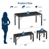 Asofer Dining Table Set for 6, Space-Saving Kitchen Table Set for Apartment, Black