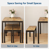 Asofer 63" Dining Table Set for 6, Kitchen Table Set with 4 Benches and Metal Frame, Retro Dinette Clearance