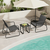 Asofer 3-Piece Outdoor Patio Furniture Set with Glass Table, Bistro Chairs Set for Poolside, Porch, Lawn, Black