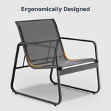 Asofer 3-Piece Outdoor Patio Furniture Set with Glass Table, Bistro Chairs Set for Poolside, Porch, Lawn, Black