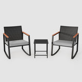 Asofer 3 Pieces Patio Bistro Wicker Chairs , All-Weather Outdoor Rattan Conversation Set with Glass Table for Lawn, Poolside, Porch