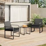 Asofer 3 PCS Patio Furniture Set, Outdoor Bistro Wicker Chair with Glass Table, Poolside, Balcony, Black Cushion