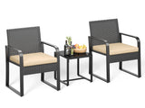 3 PCS Patio Furniture Set, Asofer Modern Rattan Chair Conversation Sets with Coffee Table,for Poolside, balcony, Beige