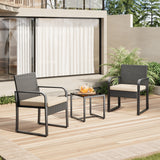Asofer 3 PCS Patio Furniture Set, Outdoor Wicker Chair with Glass Table, Poolside, balcony, Beige