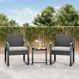 Asofer 3 PCS Patio Furniture Set, Outdoor Wicker Chair with Glass Table, Poolside, balcony, Gray