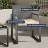 Asofer 3 PCS Patio Furniture Set, Outdoor Wicker Chair with Glass Table, Poolside, balcony, Beige