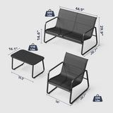 Asofer 4-Piece Patio Furniture Set Textilene Steel Conversation Set with Loveseat for Poolside, Porch, Lawn, Black