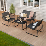 Asofer 4-Piece Patio Furniture Set Textilene Steel Conversation Set with Loveseat for Poolside, Porch, Lawn, Black