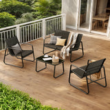 Asofer 4-Piece Patio Furniture Set Textilene Steel Conversation Set with Loveseat for Poolside, Porch, Lawn, Black