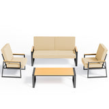 Asofer 4-PCS Patio Furniture Set, Outdoor Conversation Set for lawn, Yard, Poolside, Beige