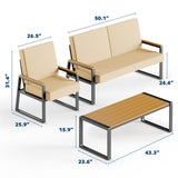 Asofer 4-PCS Patio Furniture Set, Outdoor Conversation Set for lawn, Yard, Poolside, Beige