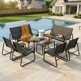 Patio Furniture Set on Sale, Outdoor Conversation Set with Textilene Chair & Coffee Table for Backyard, Poolside Porch, Black