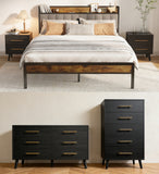 5 Pieces Bedroom Furniture Set, Includes Queen Size Bed Frame with Headboard, Nightstand Sets of 2,6-Drawers Dressers and 5-Drawers Dressers for Bedroom