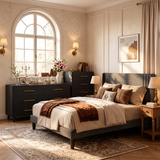 Bedroom Furniture Sets, Asofer Black Room Set Includes Queen Bed Frame, 5-Drawer Dresser & 6-Drawer Dresser