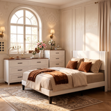 Bedroom Furniture Sets, Asofer White Room Set Includes Queen Bed Frame, 5-Drawer Dresser & 6-Drawer Dresser