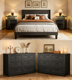Bedroom Furniture Set, Includes Queen Size Bed Frame with Headboard,Nightstand Sets of 2 for Bedroom,Black