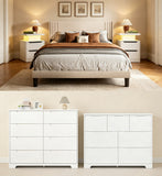 Bedroom Furniture Set, Includes Queen Size Bed Frame with Headboard,Nightstand Sets of 2 for Bedroom, White