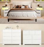 Bedroom Furniture Set, Includes Queen Size Bed Frame with Headboard,Nightstand Sets of 2 for Bedroom, White