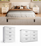 5 Pieces Bedroom Furniture Set, Includes Queen Size Bed Frame with Headboard, Nightstand Sets of 2，6-Drawers Dressers and 4-Drawers Dressers with Mental Handle,Black