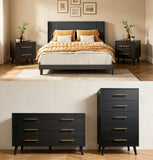 5 Pieces Bedroom Furniture Set, Includes King Size Bed Frame with Headboard,5-Drawers Dressers,6-Drawers Dressers,Nightstand Set of 2 for Bedroom,White